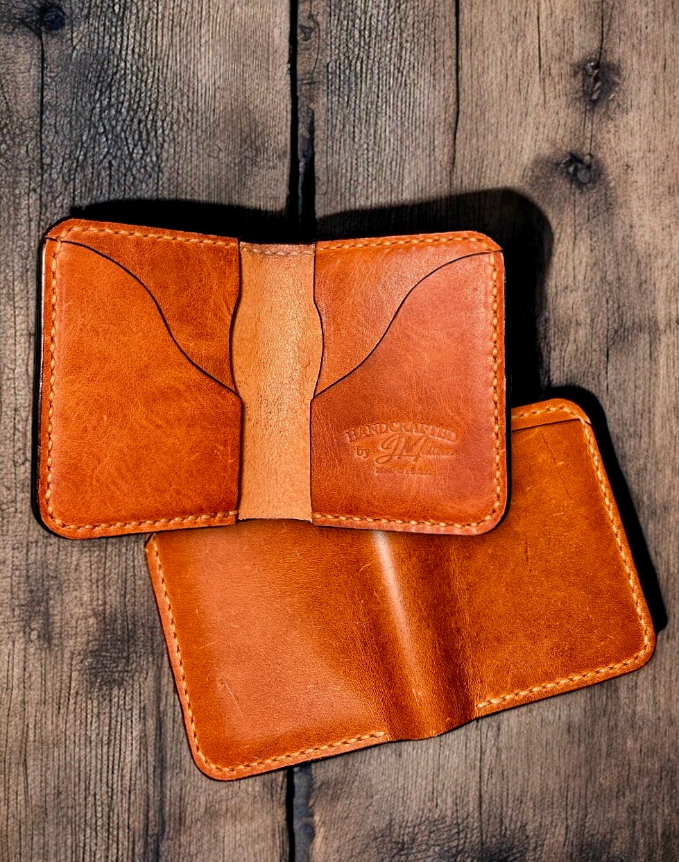 Handcrafted Leather Wallet ”Maverick” - Horween Leather, Ritza Tiger Thread, Detailed Edges & Finished Flesh Side
