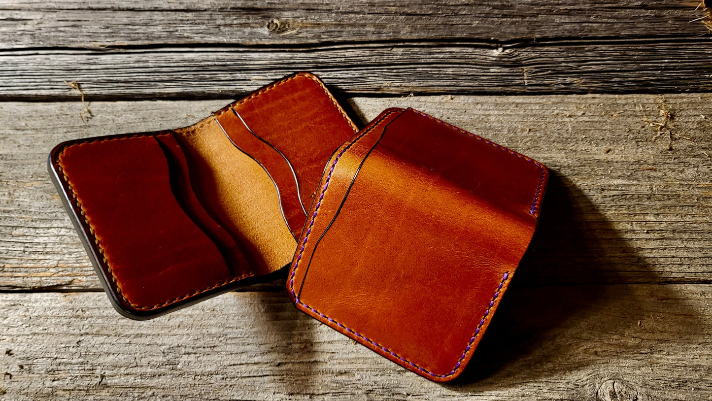 Handcrafted Leather Wallet ”Magnate 4” - Horween Leather, Ritza Tiger Thread, Detailed Edges & Finished Flesh Side
