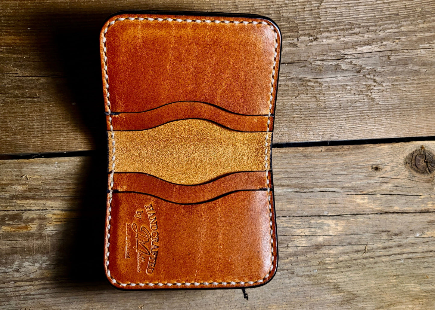 Handcrafted Leather Wallet ”Magnate 4” - Horween Leather, Ritza Tiger Thread, Detailed Edges & Finished Flesh Side