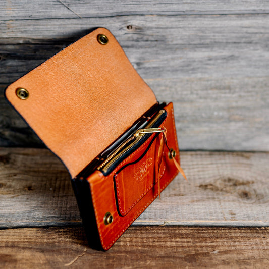 ”BigBill” - Premium Handmade Horween Leather Trucker Wallet, Zipper edit.