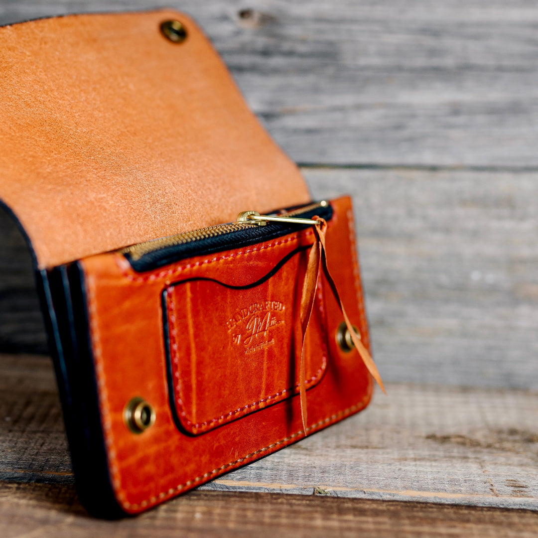 ”BigBill” - Premium Handmade Horween Leather Trucker Wallet, Zipper edit.