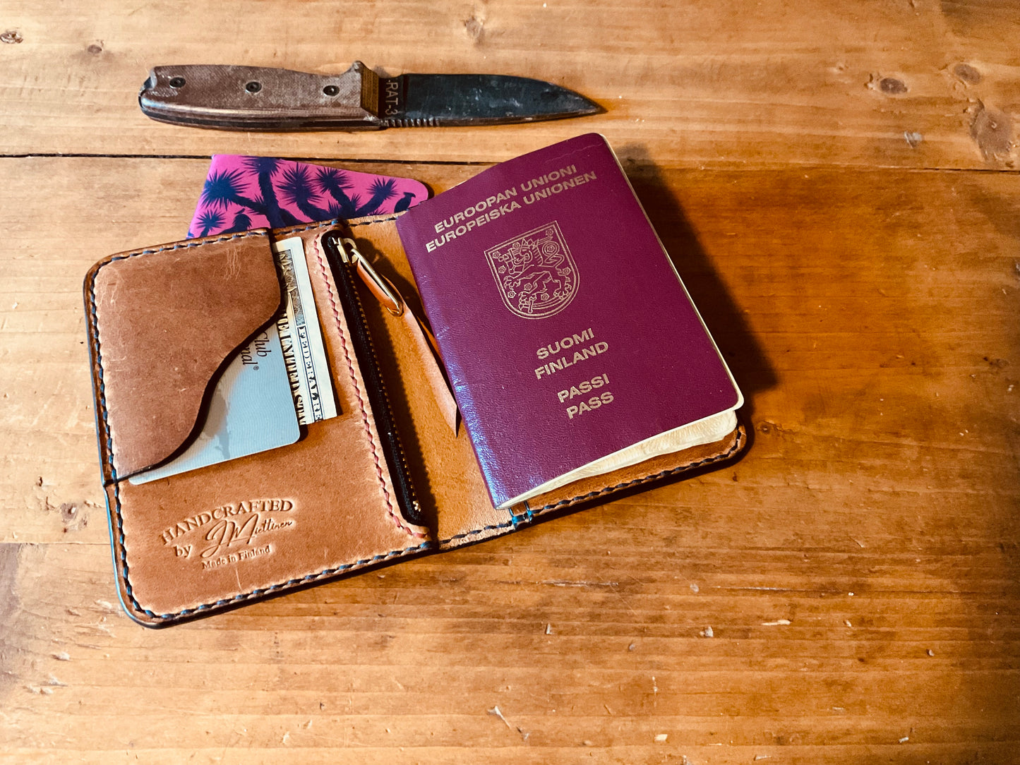 ”Indy” – Premium Handmade Horween Leather Passport Wallet